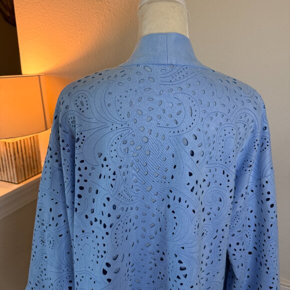 Marla Wynne Collection – Perforated Faux Suede Kimono Jacket - Picture 4 of 9